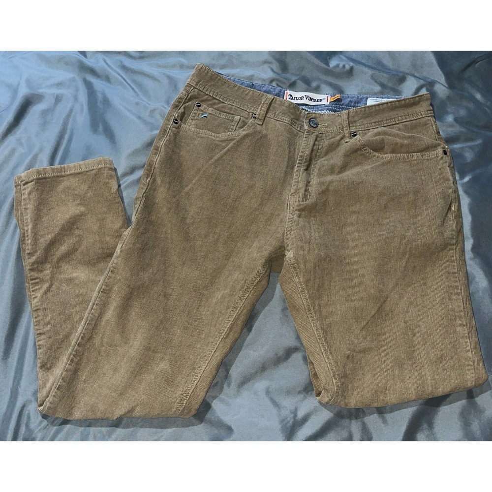 Tailor Vintage Corduroy Canaan Slim Fit Stretch Pants Men's Size 32 x 30 Tan